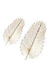 Shop_Logam_Gold Mild Steel Wired Work Palm Leaf Wall Decor 2 Pcs Set_at_Aza_Fashions