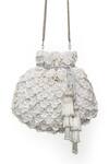 Buy_SG Collection By Sonia Gulrajani_Ivory Embroidered 3d Pearl Embellished Scalloped Pattern Potli _at_Aza_Fashions