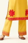 Buy_KORA_Gold Kurta And Pant Silk Chanderi Embroidery Floral Applique Set  _Online_at_Aza_Fashions