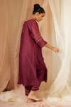 Shop_Sarang Kaur_Purple Kurta And Pant Chanderi Silk Hand Embroidery Dhuleti Placement With _at_Aza_Fashions