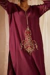 Buy_Sarang Kaur_Purple Kurta And Pant Chanderi Silk Hand Embroidery Dhuleti Placement With_Online_at_Aza_Fashions