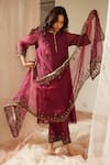 Sarang Kaur_Purple Organza Silk Hand Embroidered Sequin Poornima Bordered Dupatta_Online_at_Aza_Fashions