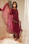 Buy_Sarang Kaur_Purple Organza Silk Hand Embroidered Sequin Poornima Bordered Dupatta_Online_at_Aza_Fashions
