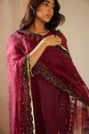Shop_Sarang Kaur_Purple Organza Silk Hand Embroidered Sequin Poornima Bordered Dupatta_Online_at_Aza_Fashions