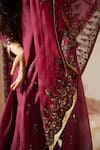 Sarang Kaur_Purple Organza Silk Hand Embroidered Sequin Poornima Bordered Dupatta_at_Aza_Fashions