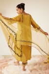 Shop_Sarang Kaur_Yellow Organza Silk Embroidery Sequin Dupatta_at_Aza_Fashions