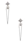 Shop_Outhouse_Silver Plated Pearl Crystal Spiked Statement Earrings _at_Aza_Fashions