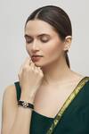 Buy_Moh-Maya By Disha Khatri_Gold Plated Beads Floral Kundan Bracelet _at_Aza_Fashions