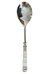 Shop Assemblage Silver Stainless Steel, Mother Of Pearl Carved Serving Spoons Set 6 Online at Aza Fashions Shop_Assemblage_Silver Stainless Steel, Mother Of Pearl Carved Serving Spoons Set 6_Online_at_Aza_Fashions