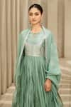 MATSYA_Green Art Deco Gota Yoke Embroidered Anarkali Set _Online_at_Aza_Fashions