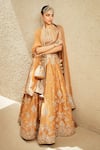 Buy_MATSYA_Yellow The Millenial Chanderi Floral Embroidered Lehenga Set_at_Aza_Fashions