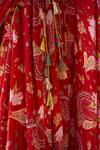 Shop_Priyanka Singh_Red Crepe Printed Floral V Neck Draped Top And Pant Set  