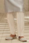 MATSYA_Grey Chanderi Solid Kurta And Pant Set _Online_at_Aza_Fashions