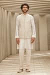 Buy_MATSYA_Off White Silk Chanderi Solid Straight Kurta And Pant Set _at_Aza_Fashions