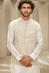Buy_MATSYA_Off White Silk Chanderi Solid Straight Kurta And Pant Set _Online_at_Aza_Fashions