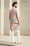 Shop_MATSYA_Pink Raw Silk Embroidered Aari Resham Thread New Age Jodhpuri Bundi  _at_Aza_Fashions