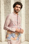 MATSYA_Pink Raw Silk Embroidered Aari Resham Thread New Age Jodhpuri Bundi  _Online_at_Aza_Fashions