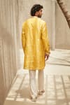 Shop_MATSYA_Yellow Pure Silk Banarasi Embroidered And Woven Zari Heritage Kurta Set  _at_Aza_Fashions