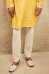 MATSYA_Yellow Pure Silk Banarasi Embroidered And Woven Zari Heritage Kurta Set  _Online_at_Aza_Fashions