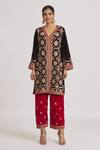 Buy_Rahul Singh_Multi Color Velvet Embroidery V-neck Kurta And Pyjama Set _Online_at_Aza_Fashions