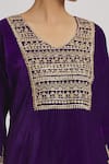 Shop Rahul Singh Purple Velvet Embroidery, Lace V-neck Kurta And Sharara Set Online at Aza Fashions Shop_Rahul Singh_Purple Velvet Embroidery, Lace V-neck Kurta And Sharara Set _Online_at_Aza_Fashions