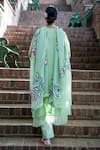Shop_Mangalmay by Aastha_Green Kurta  Chanderi Silk Hand Embroidered Floral Round Pant Set _at_Aza_Fashions