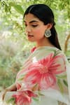 Mangalmay by Aastha_White Saree Pure Silk Organza Hand Flower With Unstitched Blouse Piece _Online_at_Aza_Fashions