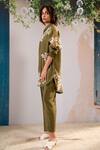 Shop_Arcvsh By Pallavi Singh_Green Cotton, Silk, Chanderi Floral Blossom Print Oversize Shirt With Pant _Online_at_Aza_Fashions