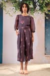 Buy_Arcvsh by Pallavi Singh_Purple Jumpsuit Linen Printed Block Round Digital With Belt _at_Aza_Fashions
