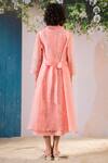 Shop Arcvsh By Pallavi Singh Pink Cotton, Chanderi, Organza Embroidery Round Neck, Gathered Dress With Jacket at Aza Fashions Shop_Arcvsh By Pallavi Singh_Pink Cotton, Chanderi, Organza Embroidery Round Neck, Gathered Dress With Jacket _at_Aza_Fashions