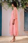 Buy Arcvsh By Pallavi Singh Pink Cotton, Chanderi, Organza Embroidery V-neck, Floral Print Dress With Jacket Online at Aza Fashions Buy_Arcvsh By Pallavi Singh_Pink Cotton, Chanderi, Organza Embroidery V-neck, Floral Print Dress With Jacket _Online_at_Aza_Fashions