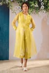 Buy Arcvsh By Pallavi Singh Yellow Organza Embroidery Round Neck, Collared Floral Print Jumpsuit With Jacket at Aza Fashions Buy_Arcvsh By Pallavi Singh_Yellow Organza Embroidery Round Neck, Collared Floral Print Jumpsuit With Jacket _at_Aza_Fashions
