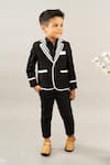 Buy_Little Brats_Black Viscose Blend Striped Contrast Pattern Jacket And Pant Set _at_Aza_Fashions