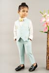 Shop_Little Brats_Blue Soft Cotton Embroidered Balloon Airplane Placement Waistcoat Pant Set _Online_at_Aza_Fashions