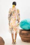 Shop_That Thing You Love_Multi Color Organza Collared Floral Print Satin Trench Coat _at_Aza_Fashions