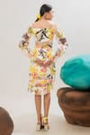 That Thing You Love_Multi Color Satin, Organza, Cotton Botanic Pattern Dress With Sheer Trench Coat _at_Aza_Fashions