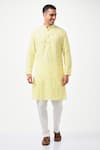 Buy_Taroob_Yellow Silk Embroidered Chikankari Paisley Kurta Set  _at_Aza_Fashions