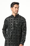 Buy_Taroob_Black Silk Embroidered Chikankari And Sequin Work Kurta Set  _Online_at_Aza_Fashions