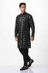 Taroob_Black Silk Embroidered Chikankari And Sequin Work Kurta Set  _at_Aza_Fashions