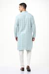 Shop_Taroob_Blue Silk Embroidered Chikankari And Sequin Work Full Sleeve Kurta Set  _at_Aza_Fashions