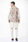 Shop_Taroob_White Silk Embroidery Paisley Kashmiri Modi Jacket  _at_Aza_Fashions