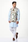 Buy_Taroob_White Silk Embroidery Safari Kalamkari Work Bundi Jacket  _at_Aza_Fashions