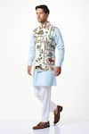 Buy_Taroob_White Silk Embroidery Safari Kalamkari Work Bundi Jacket  _Online_at_Aza_Fashions