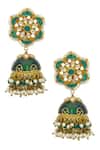 Shop_Moh-Maya By Disha Khatri_Gold Plated Kundan Meenakari Jhumkas _at_Aza_Fashions