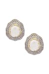 Shop_Moh-Maya By Disha Khatri_Silver Plated Pearls Bead Stud Earrings _at_Aza_Fashions