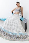 Buy_Pooja Rajgarhia Gupta_Ivory Crepe Block Printed Floral Patterns Raatraani And Embroidered Lehenga Set_Online_at_Aza_Fashions