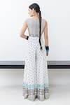 Shop_Pooja Rajgarhia Gupta_Off White Crepe Printed Floral Square Indu And Embellished Jumpsuit _at_Aza_Fashions