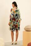 Shop_Label Deepika Nagpal_Multi Color Chiffon, Viscose Adriana Abstract Print Dress_at_Aza_Fashions