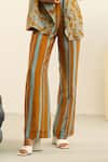 Buy_Label Deepika Nagpal_Yellow Handloom Linen Printed Botanical And Stripe Sydney Pant Set _Online_at_Aza_Fashions