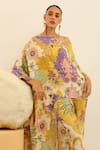 Buy_Label Deepika Nagpal_Yellow Mulberry Silk Printed One-shoulder Jasper Asymmetric Top And Pant Set 